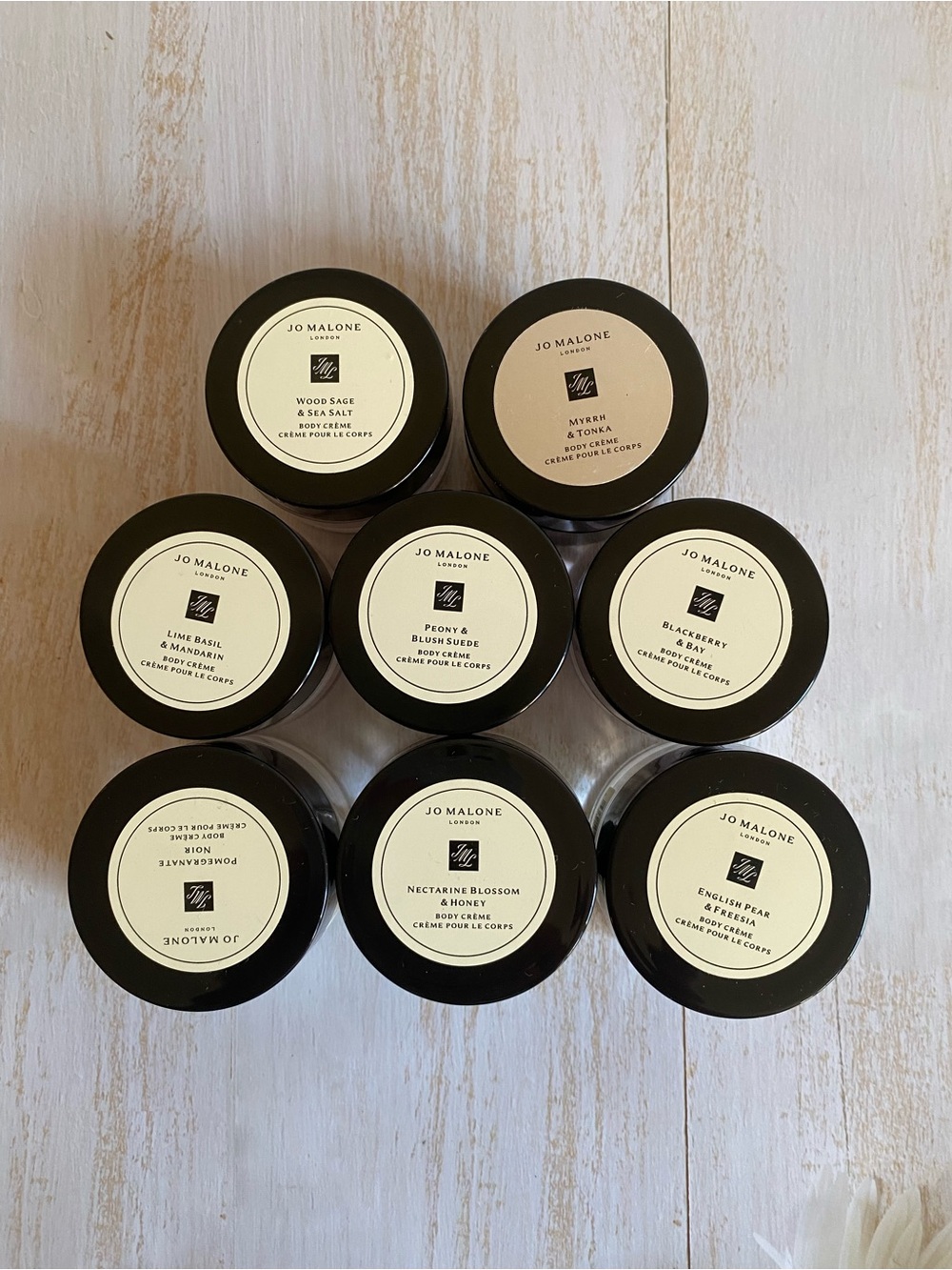 8x Jo Malone Body Creme Cream Travel Size, 0.5oz/15ml Each, 8 Different Scents